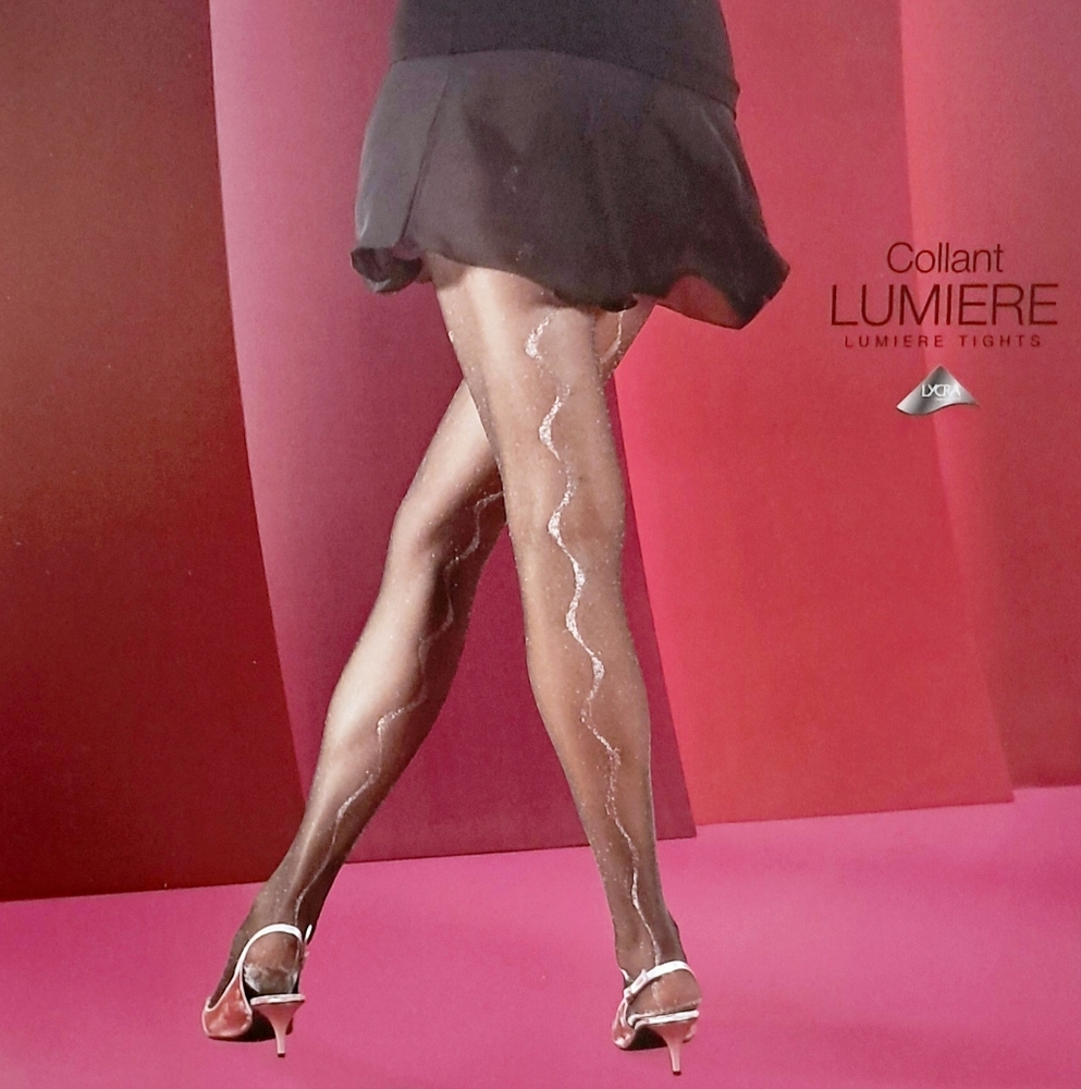 Elegant sparkling effect tights with a glittering yarn gold back sizes ML